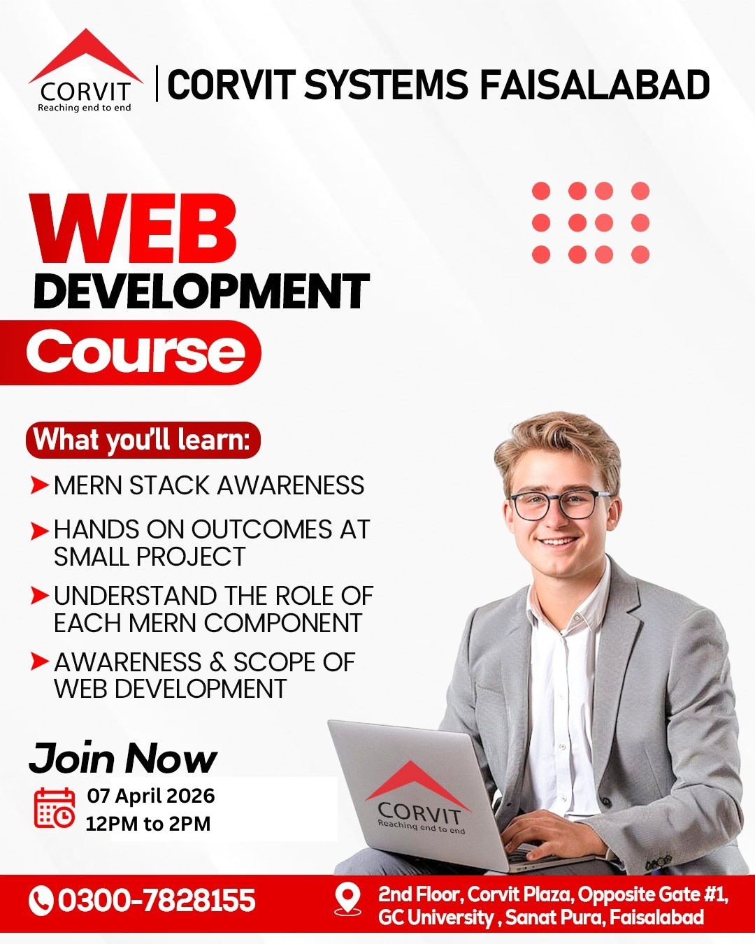 Corvit Systems Faisalabad Facebook ad: Learn Web Development Course