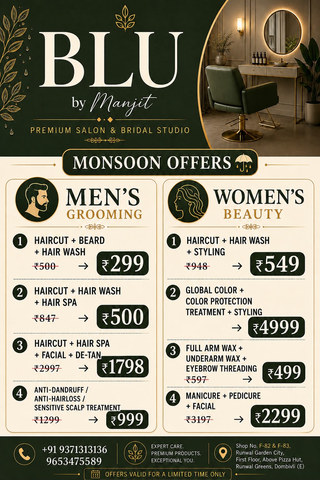 BLU by Manjit Facebook ad: Book Your Appointment Now