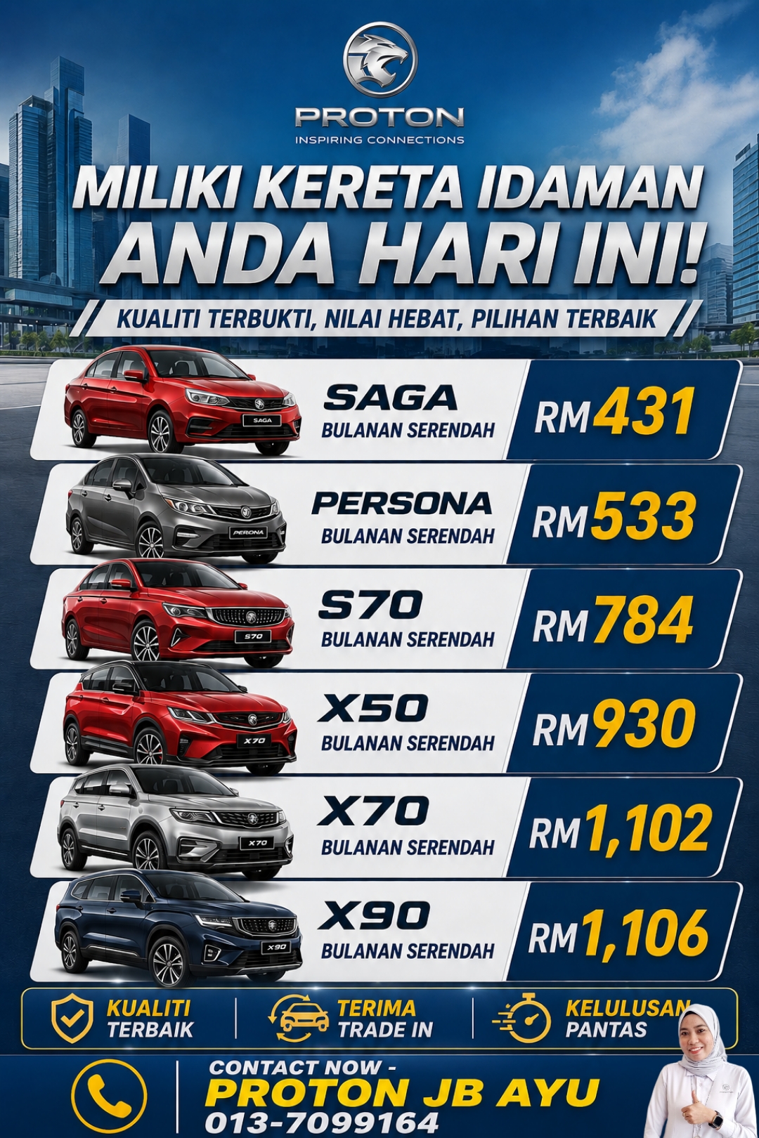 Proton JB Ayu 0137099164 Facebook ad: Tiap hari tengok kereta orang lain lalu… bila…