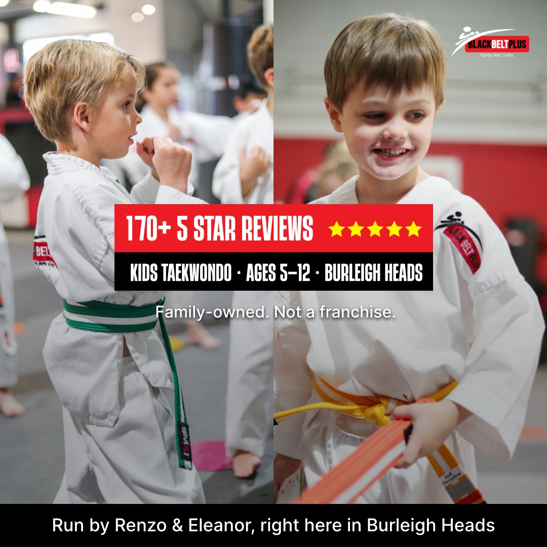 Black Belt Plus Martial Arts Centre Gold Coast Facebook ad: 170+ Five-Star Reviews · Burleigh Heads
