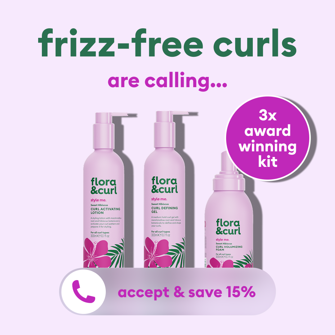 Flora & Curl Haircare Facebook ad: Your Best Curls in 3 Simple Steps
