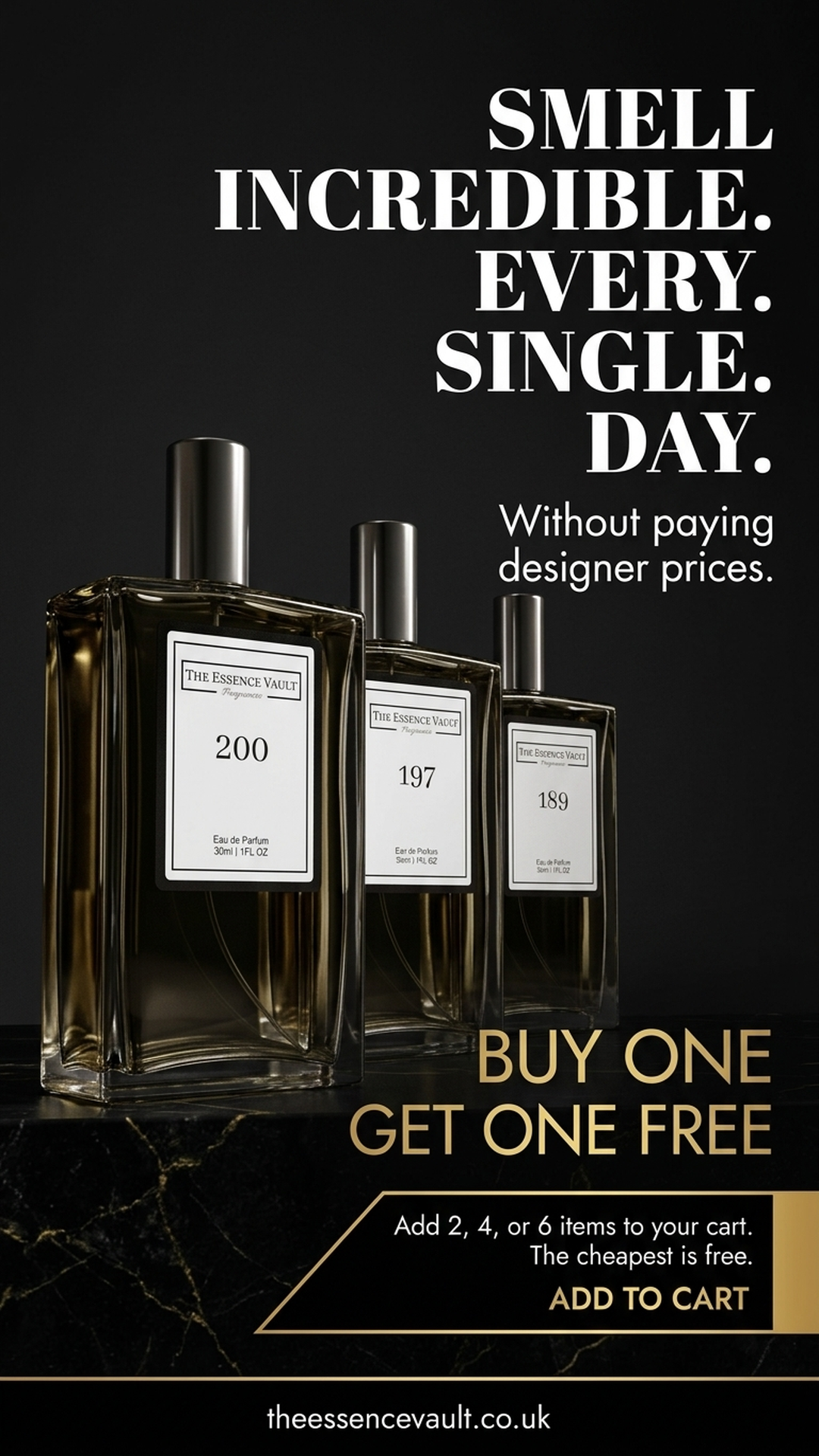 The Essence Vault Facebook ad from Mar 26, 2026