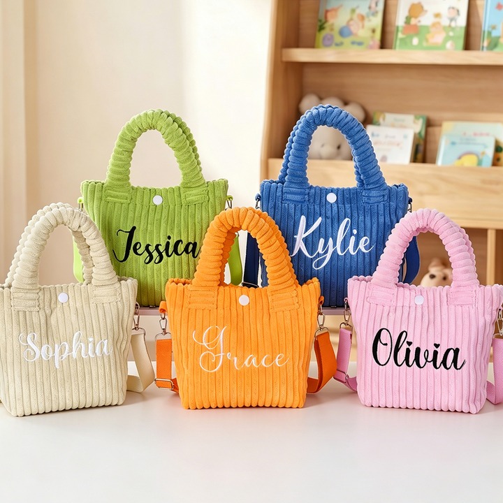 Callie Gifts Facebook ad: Personalized Multicolor Cute Embroidered Name Corduroy…