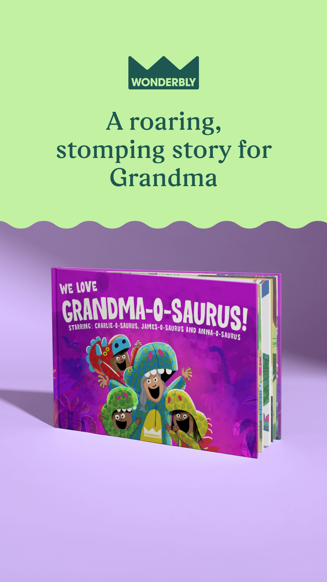 Wonderbly Facebook ad: For uproarious grandmas everywhere