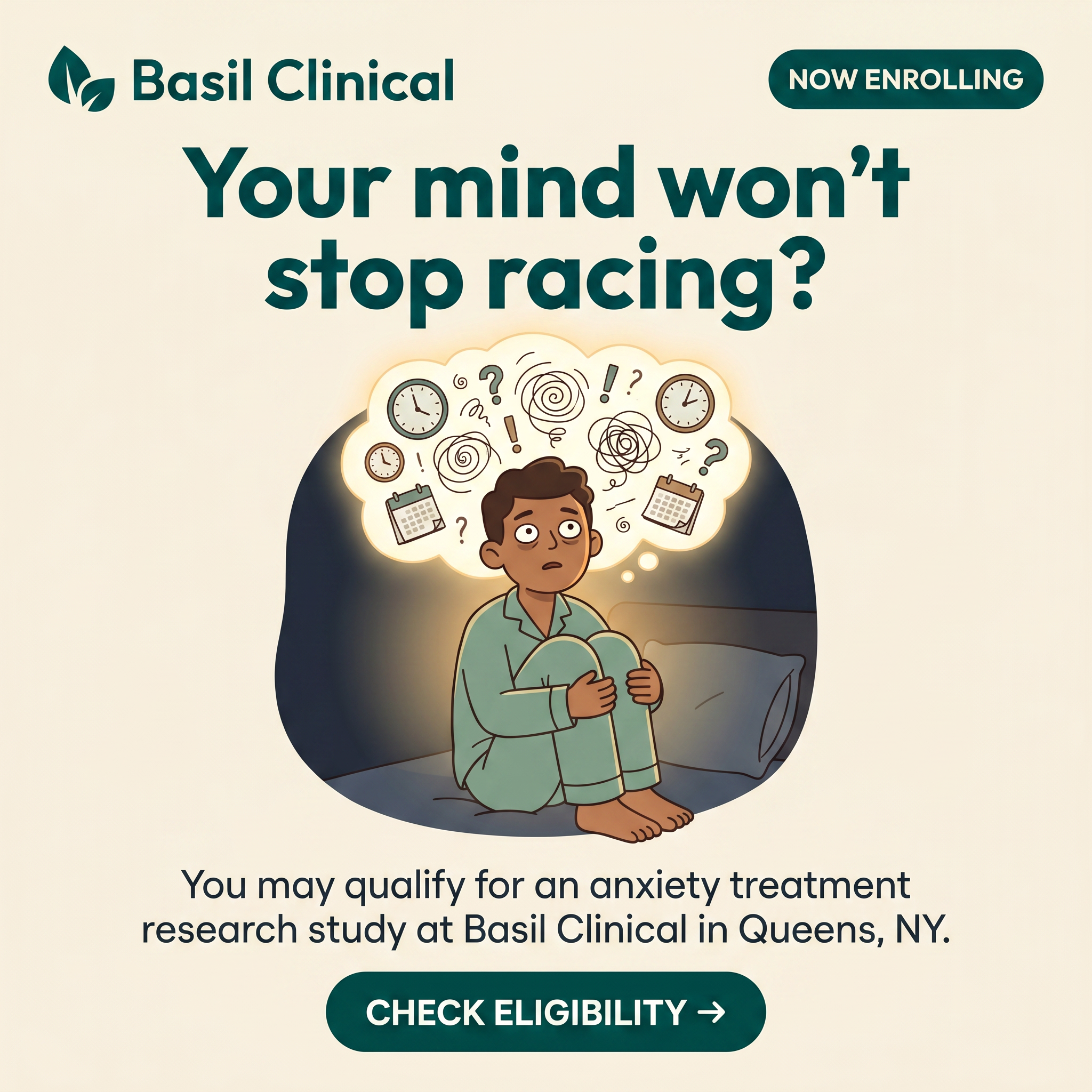 Basil Clinical Facebook ad: Living With Anxiety?