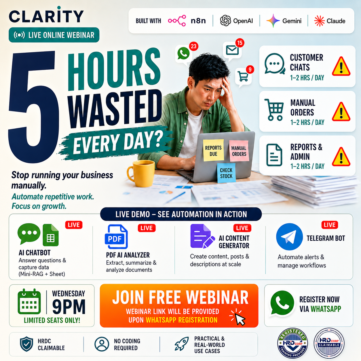 Clarity Consultancy Facebook ad: See AI Workflows Running LIVE