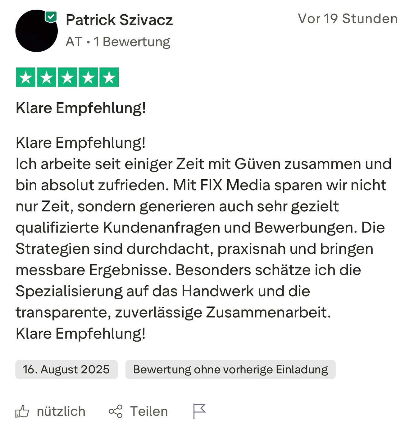 Güven Yildirim Facebook ad: Im Gegensatz zu vielen anderen Photovoltaikunternehmern…