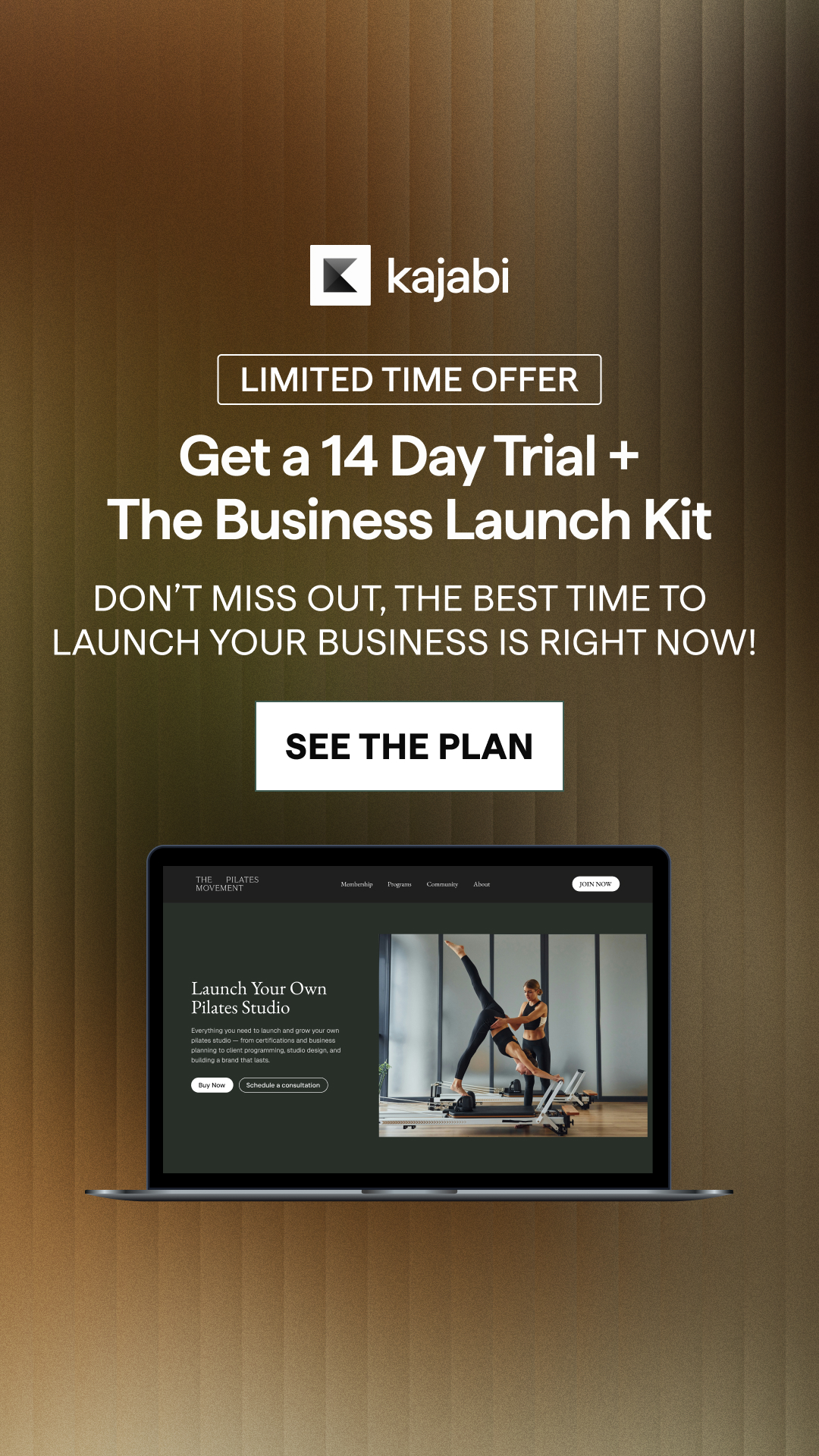 Kajabi Facebook ad: From Outline to First Sale in 14 Days: Enrollment Closes…
