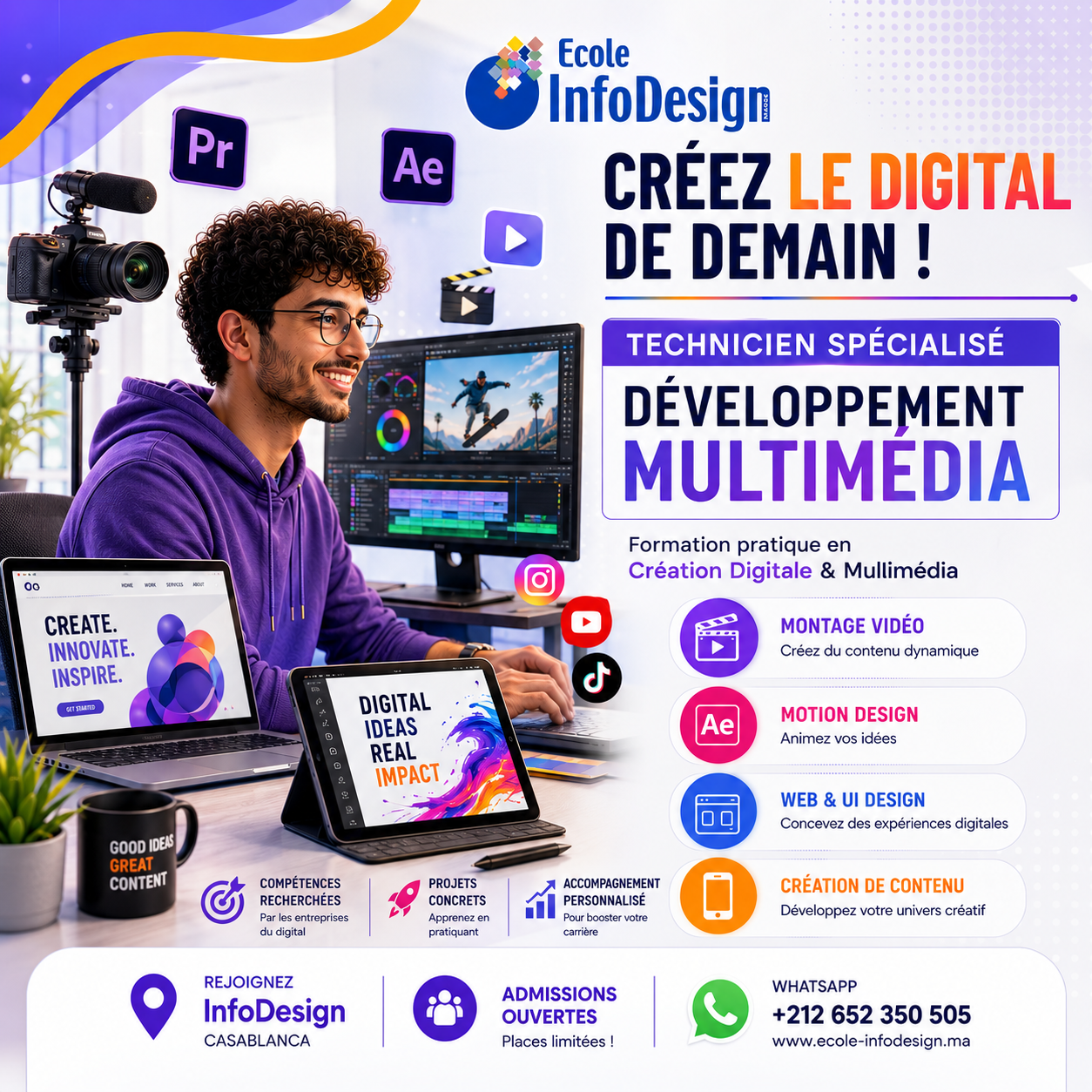 Ecole InfoDesign Sup Facebook ad: Créez le Digital de demain.