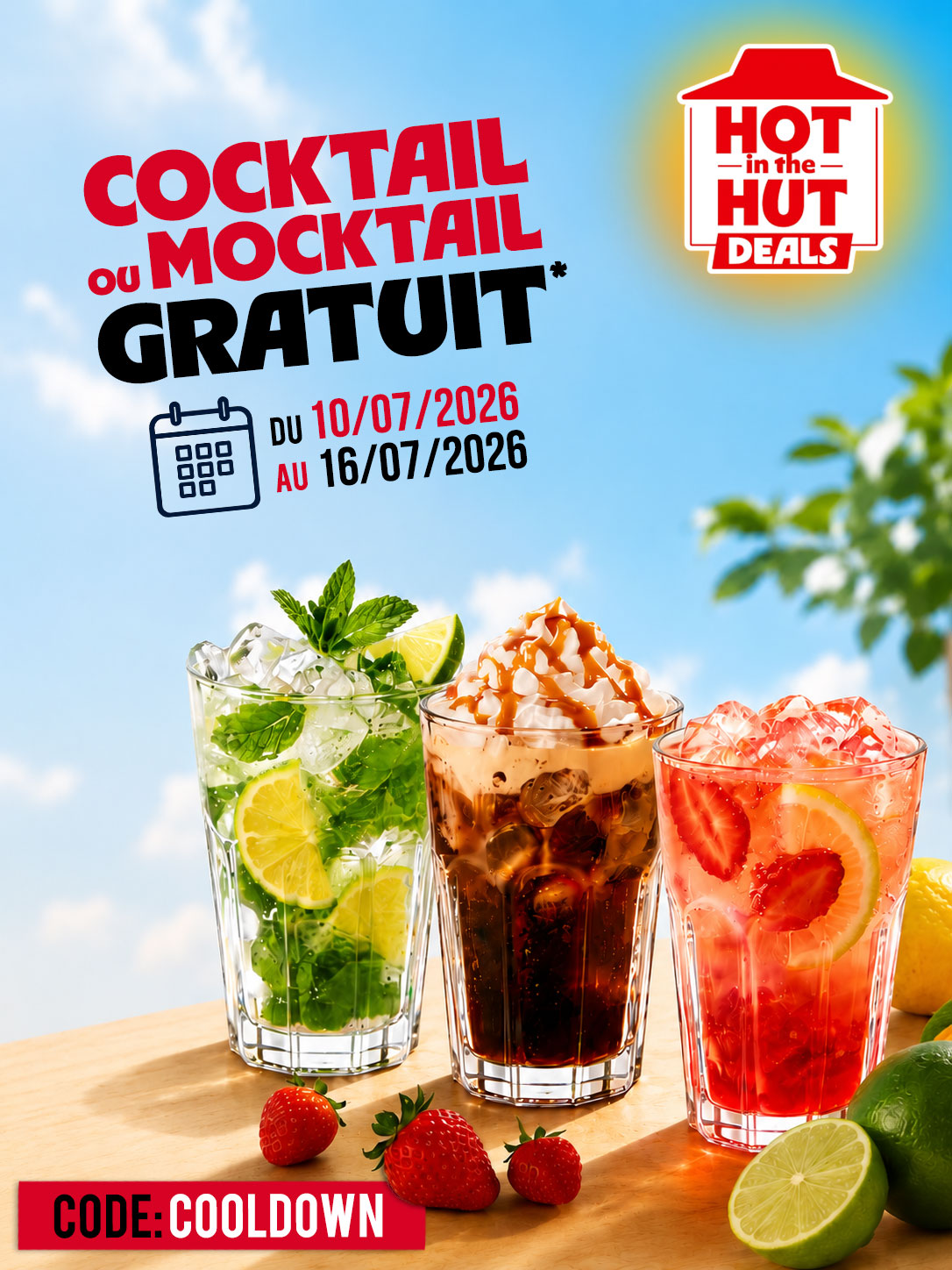 Pizza Hut Facebook ad: Hot in the Hut: cocktail ou mocktail offert