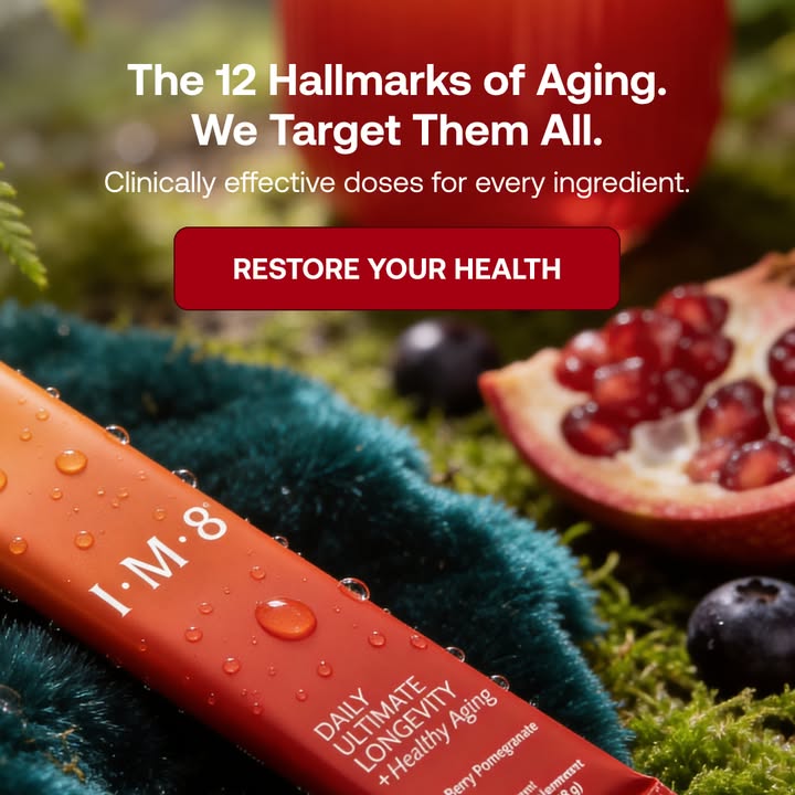 IM8 Global Facebook ad: Longevity Starts at the Cellular Level