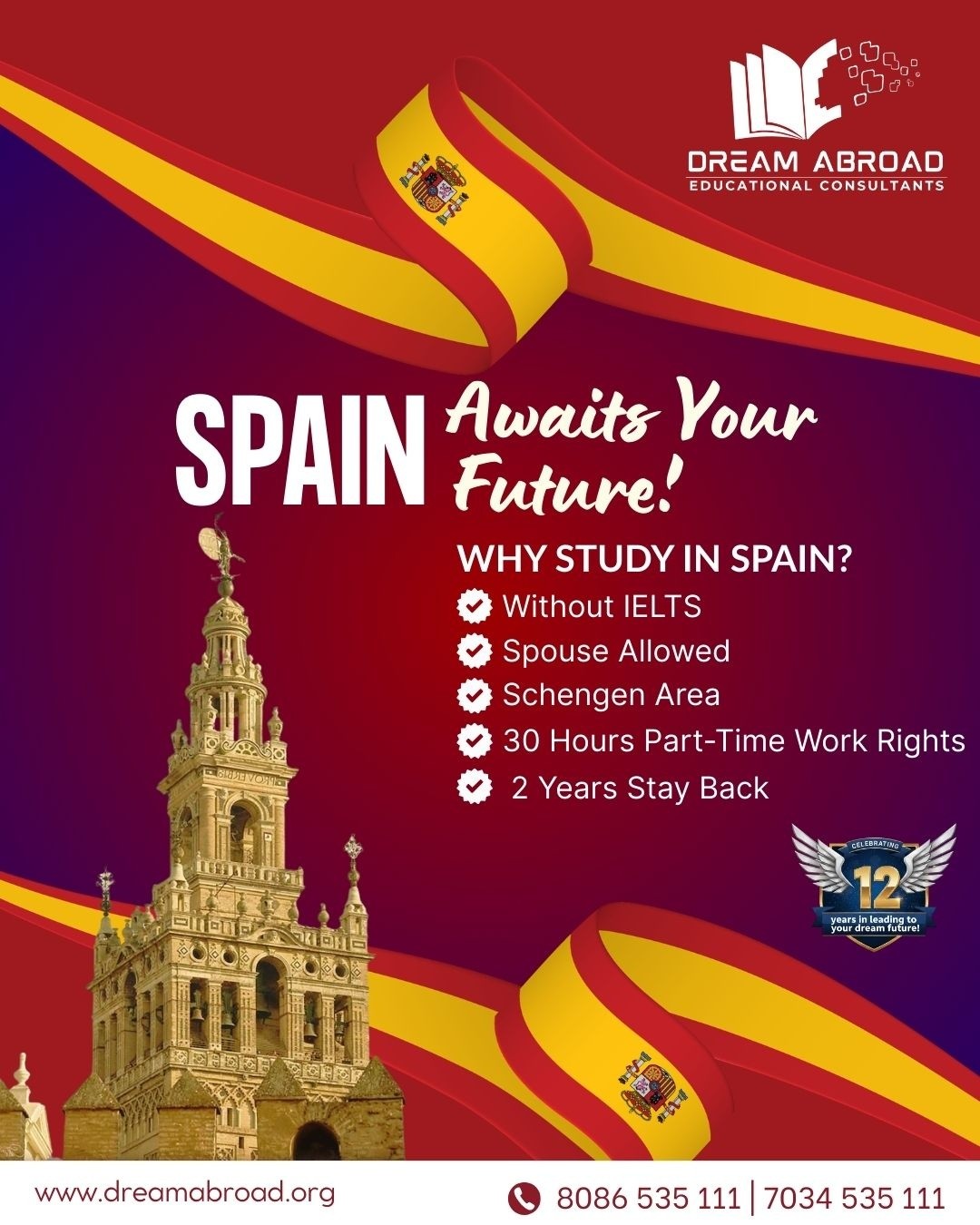 DREAM ABROAD EDUCATIONAL CONSULTANTS Facebook ad: Dreaming of studying in Spain?