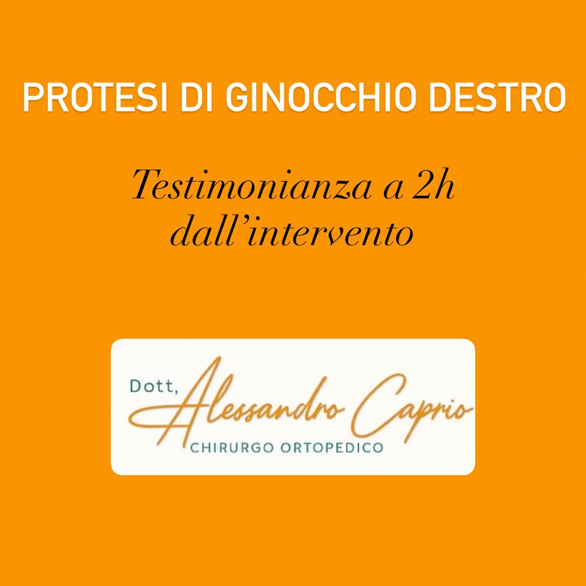 Dott. Alessandro Caprio - Chirurgo Ortopedico Facebook ad: Prima e dopo intervento di protesi di ginocchio…