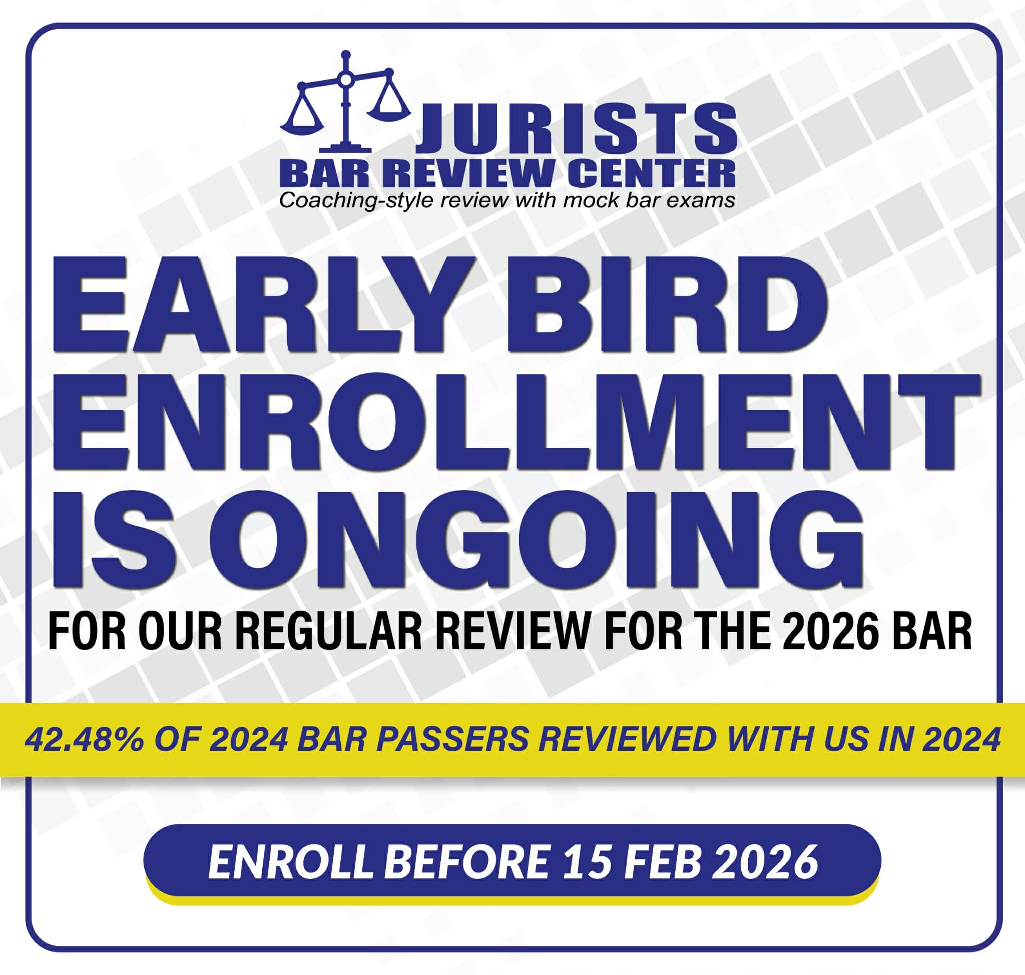 Jurists Bar Review Facebook ad: 42.48% of the 2024 Bar passers reviewed with…