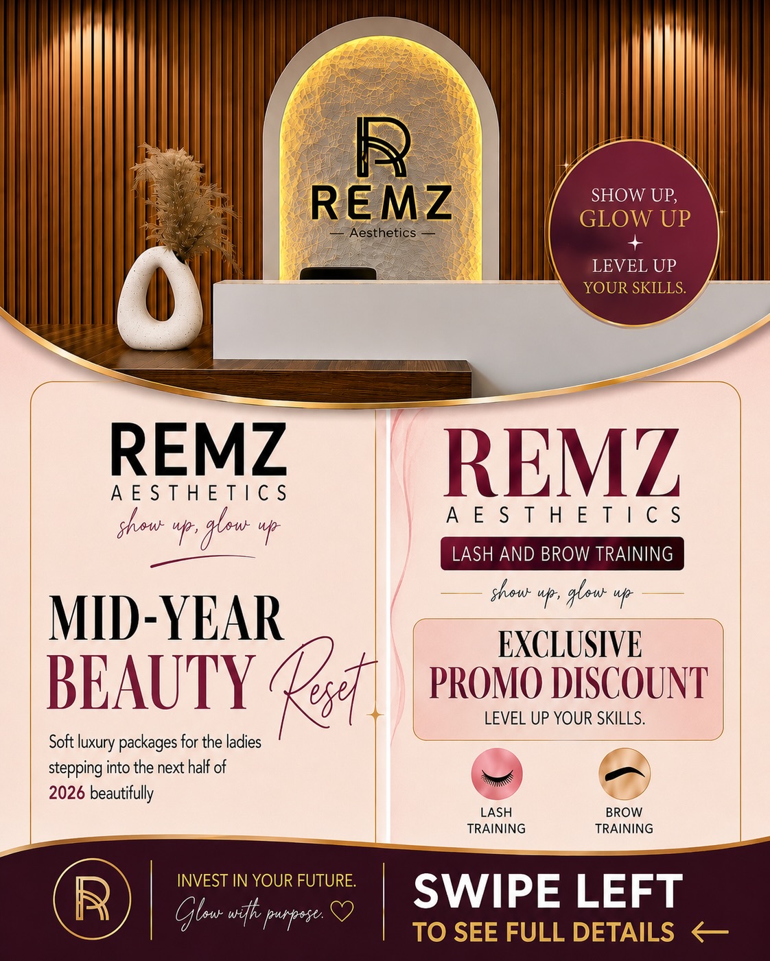 Remz Aesthetics Facebook ad: MID-YEAR GLOW & GROWTH ACTIVATED