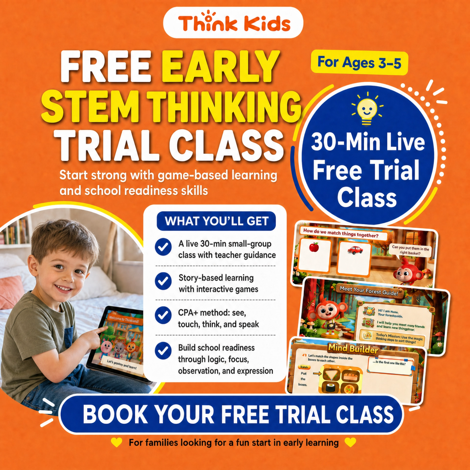 Think Academy US Online Facebook ad: Try our Free trial class