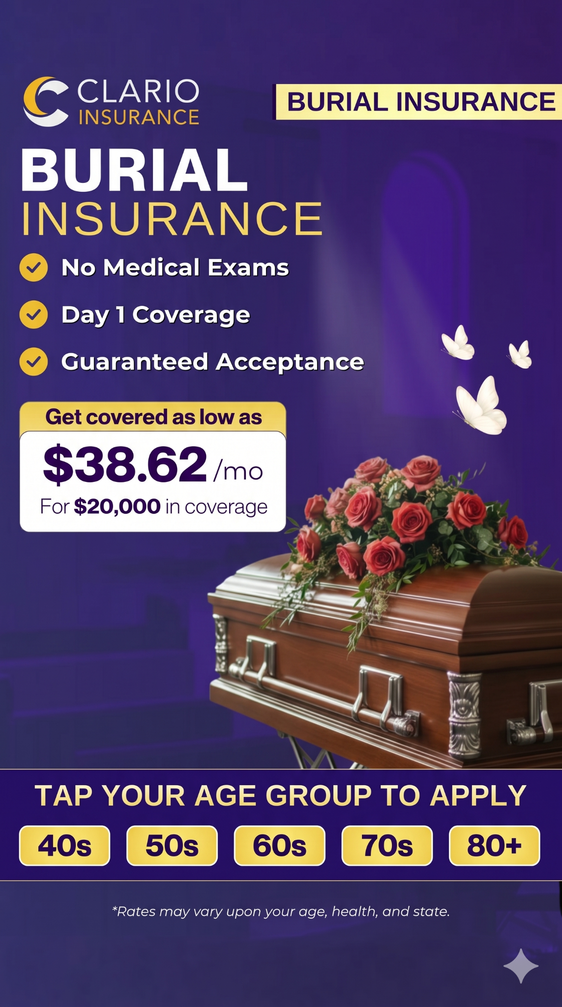 Clario Insurance Facebook ad: Protect Them From the Cost of Goodbye