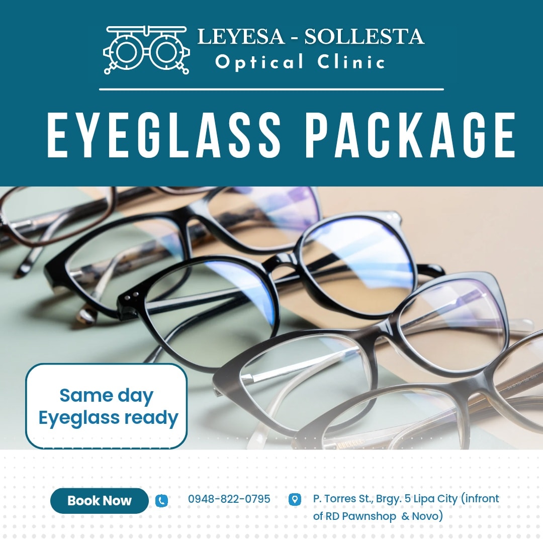 Leyesa - Sollesta Optical Clinic Lipa City Facebook ad: Gamit mo pa rin yung lumang salamin kahit…