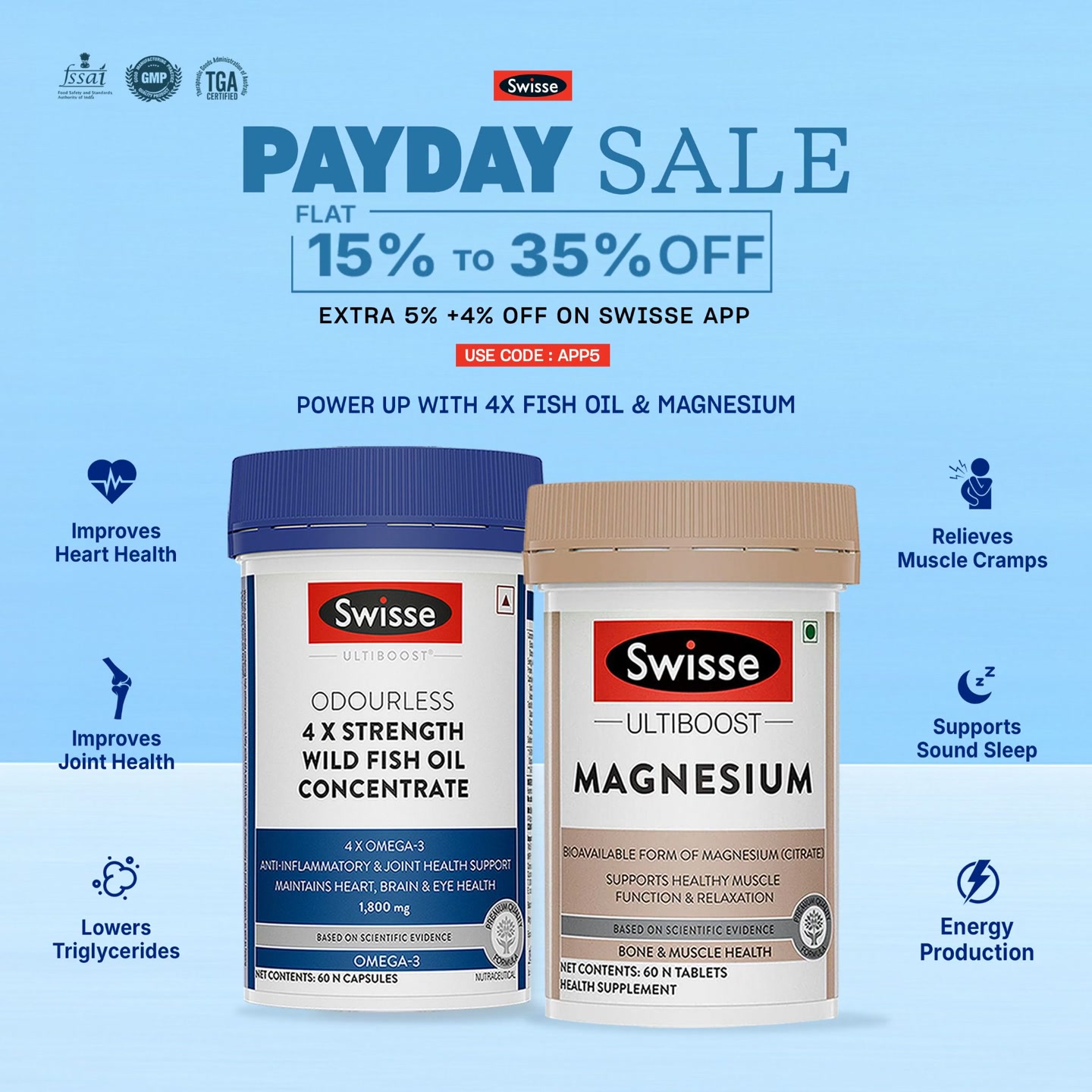 Swisse India Facebook ad: Fish Oil & Magnesium
