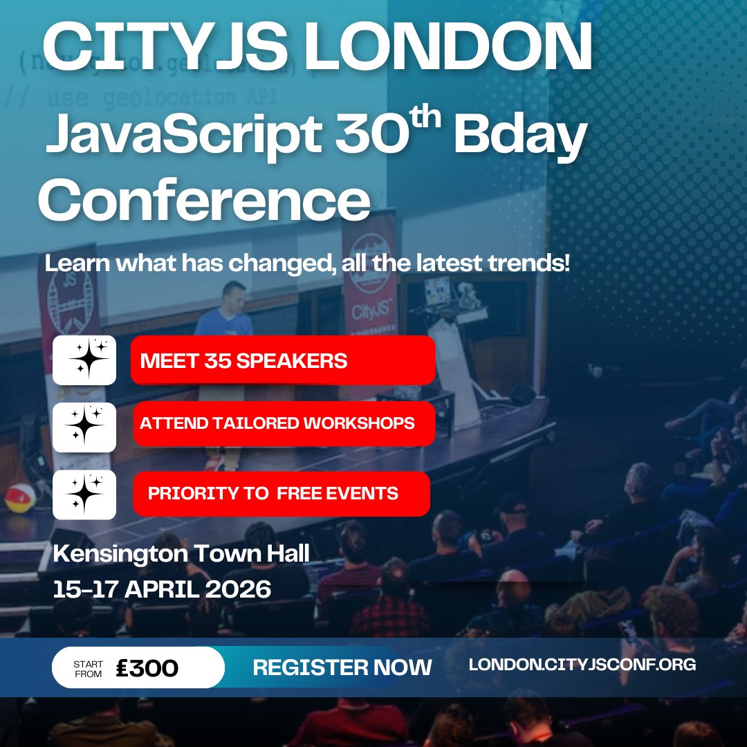 CityJS Conference Facebook ad: CityJS London 2026, Celebrating 30 Years of JavaScript |…