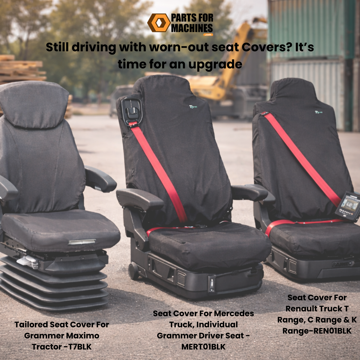 PartsforMachines Facebook ad: Premium Seat Covers for Truck, Tractor, Car &…