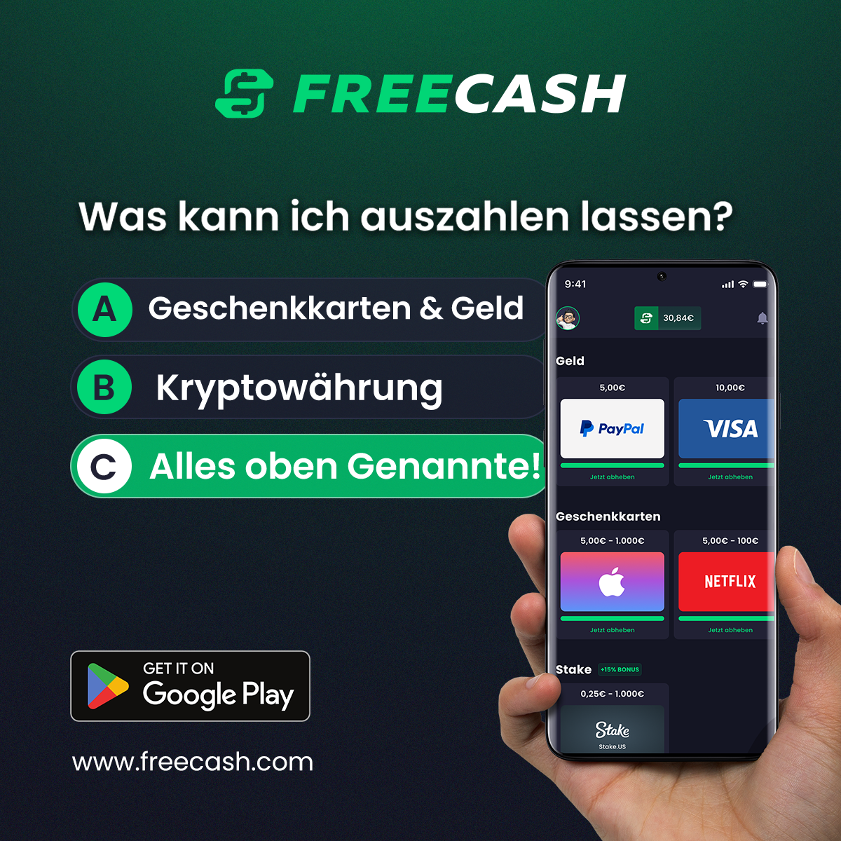 Freecash Facebook ad