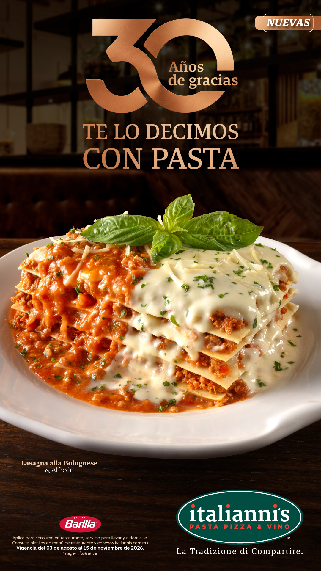 Italianni's Facebook ad: Dos salsas, una gran lasagna