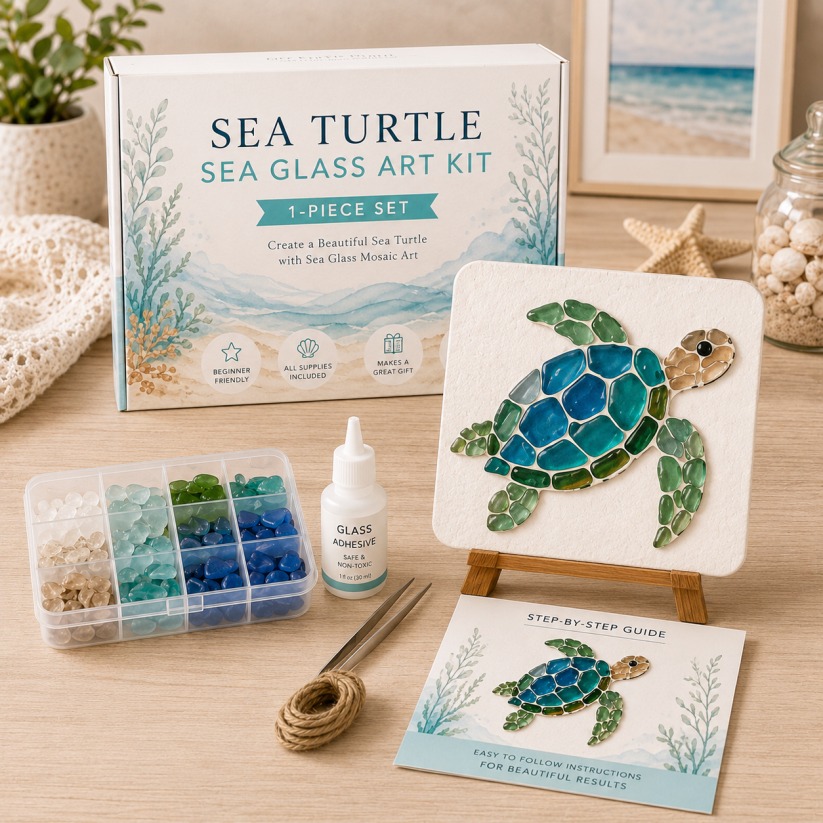 Sheown Facebook ad: DIY Sea Glass Mosaic Craft Kit, Ocean Life & Garden Art…