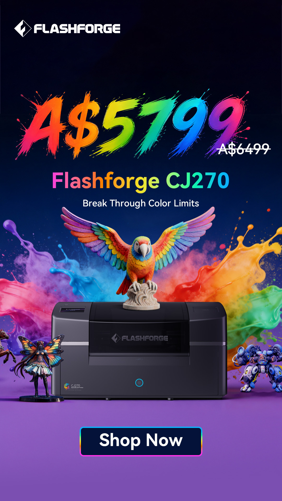 Flashforge Facebook ad: Flashforge CJ270-- Millions of Colors,One Print.The…