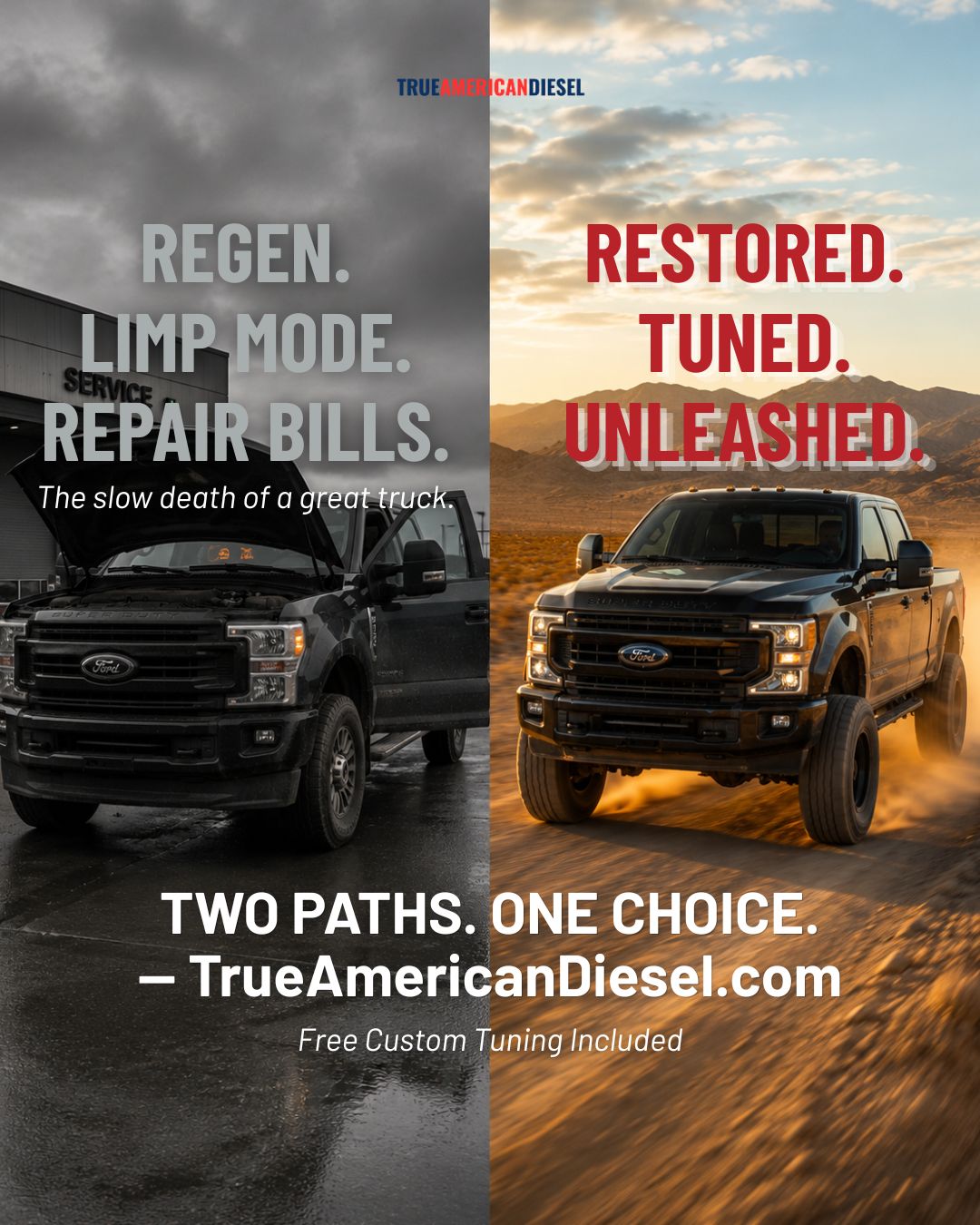 True American Diesel Facebook ad: Two Paths for Your Powerstroke