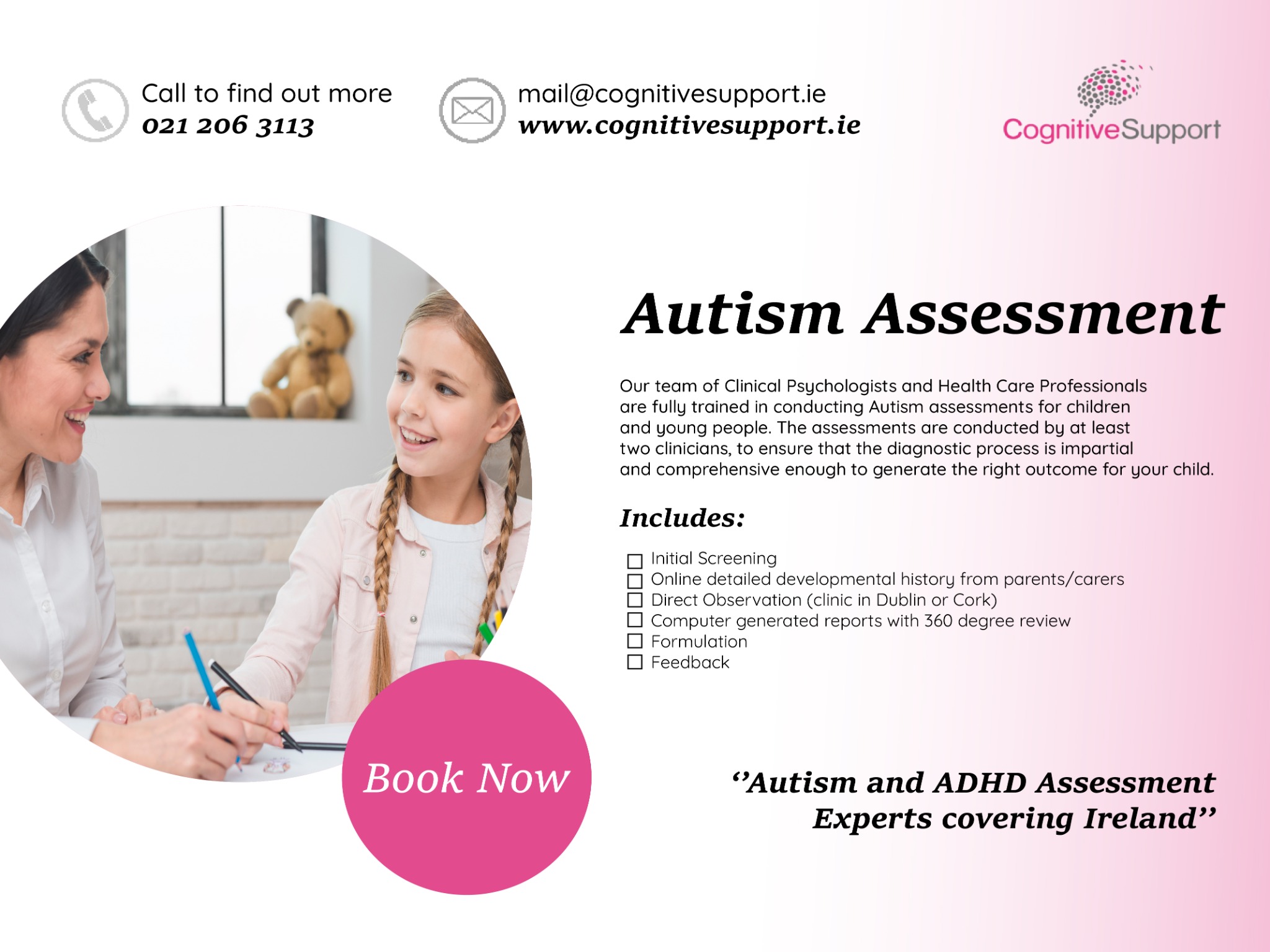 Cognitive Support Facebook ad: Autism And ADHD Assessment Experts Covering Ireland