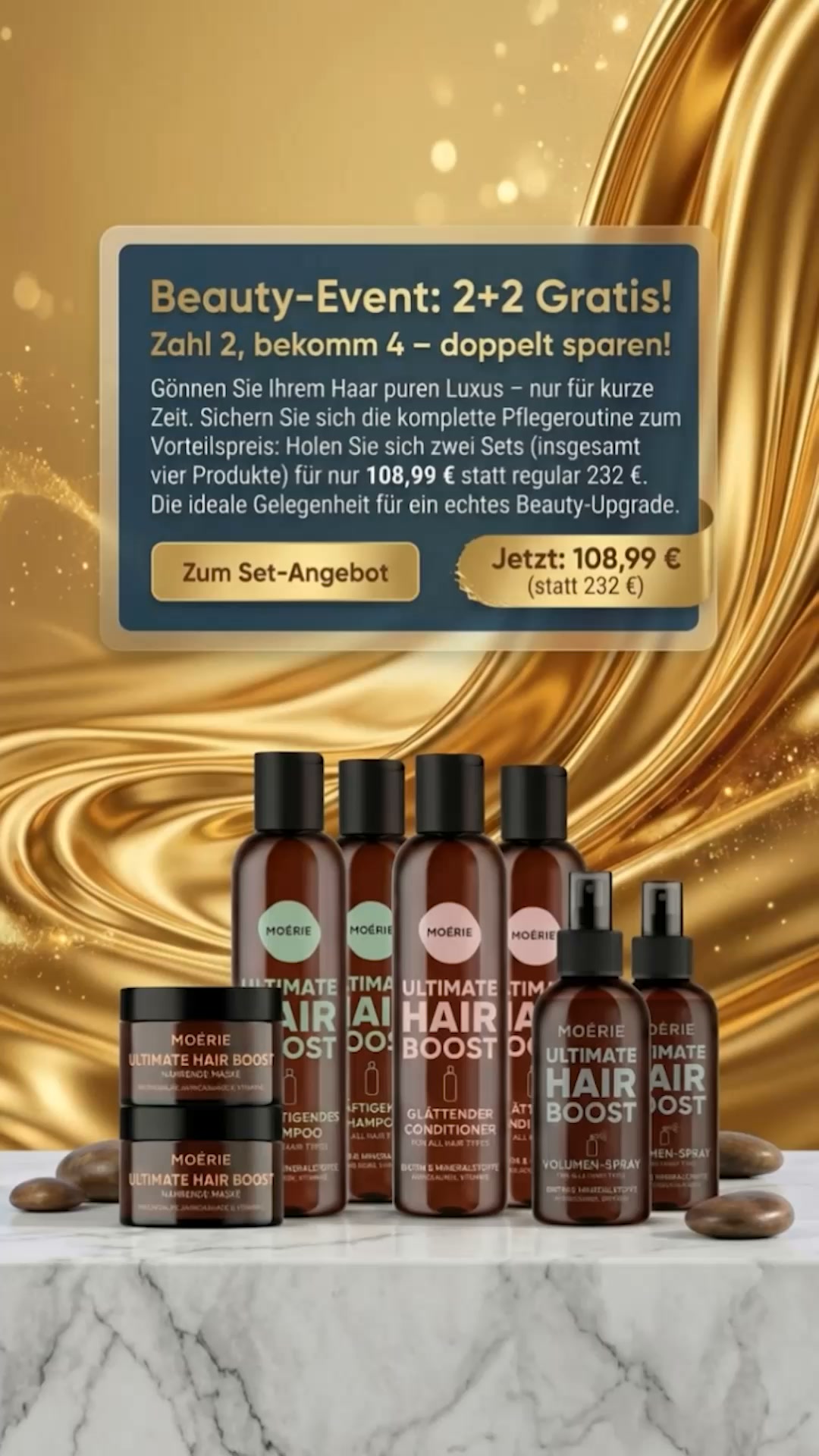 Moérie Beauty Facebook ad: 2+2 GRATIS: Nur bis Sonntag