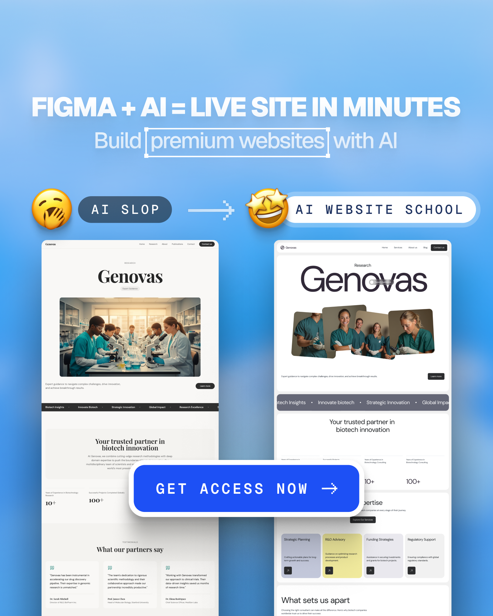AI Website School Facebook ad: Template → Claude → Live