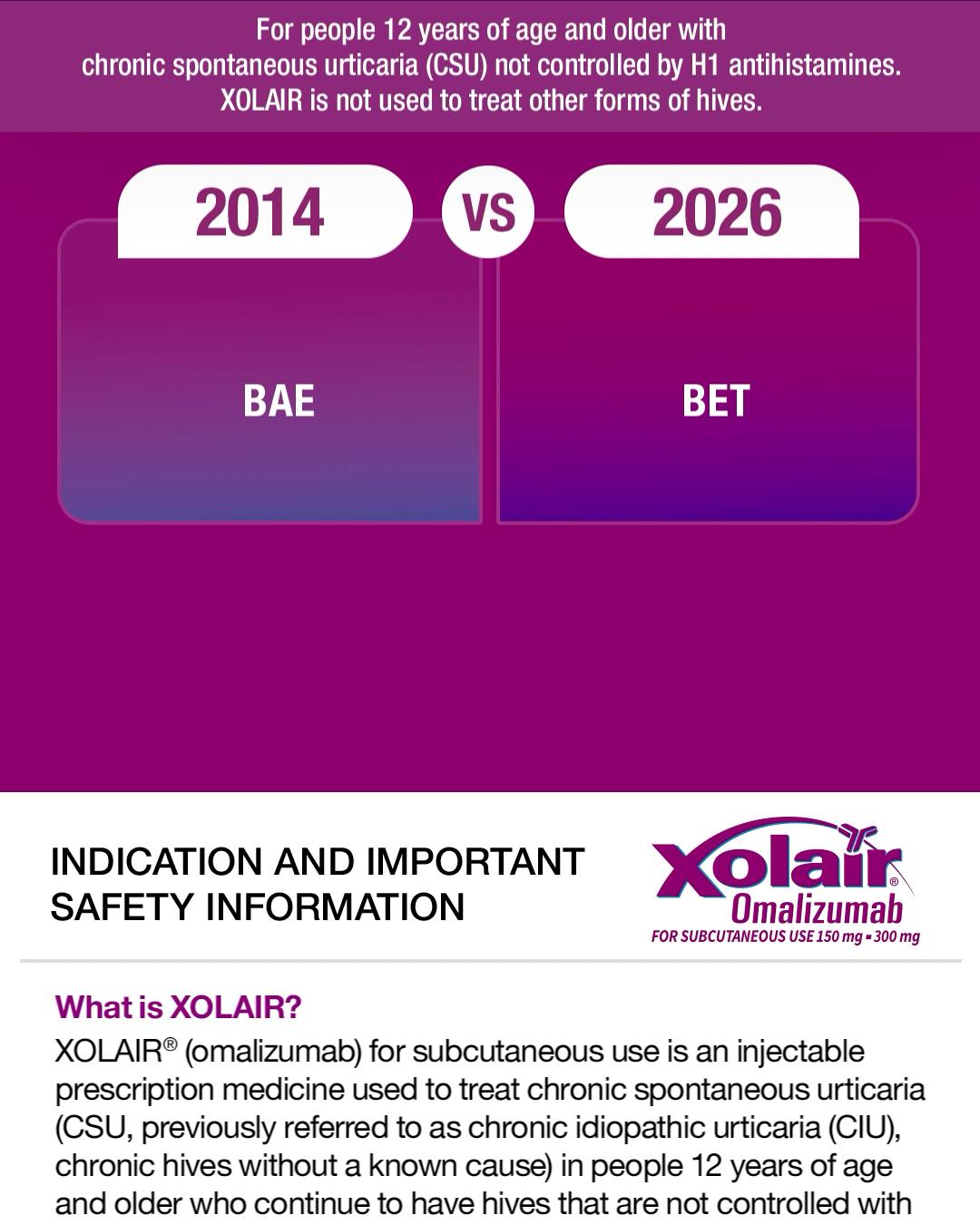 XOLAIR (omalizumab) Facebook ad: Learn more about XOLAIR