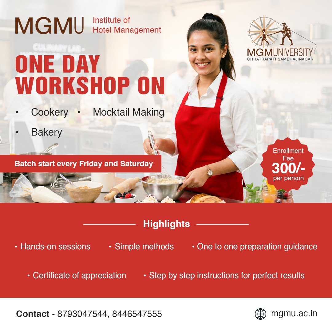 MGMU Institute of Hotel Management Facebook ad: Love cooking, baking, or mocktail making?