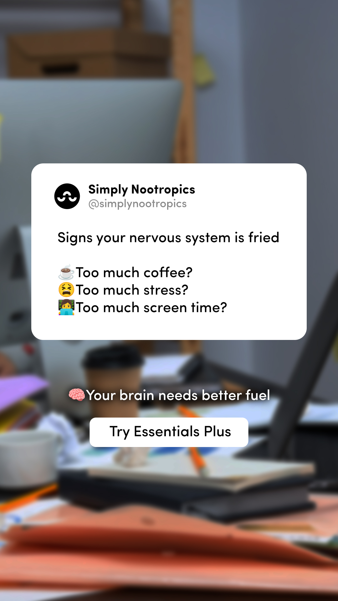 Simply Nootropics Facebook ad