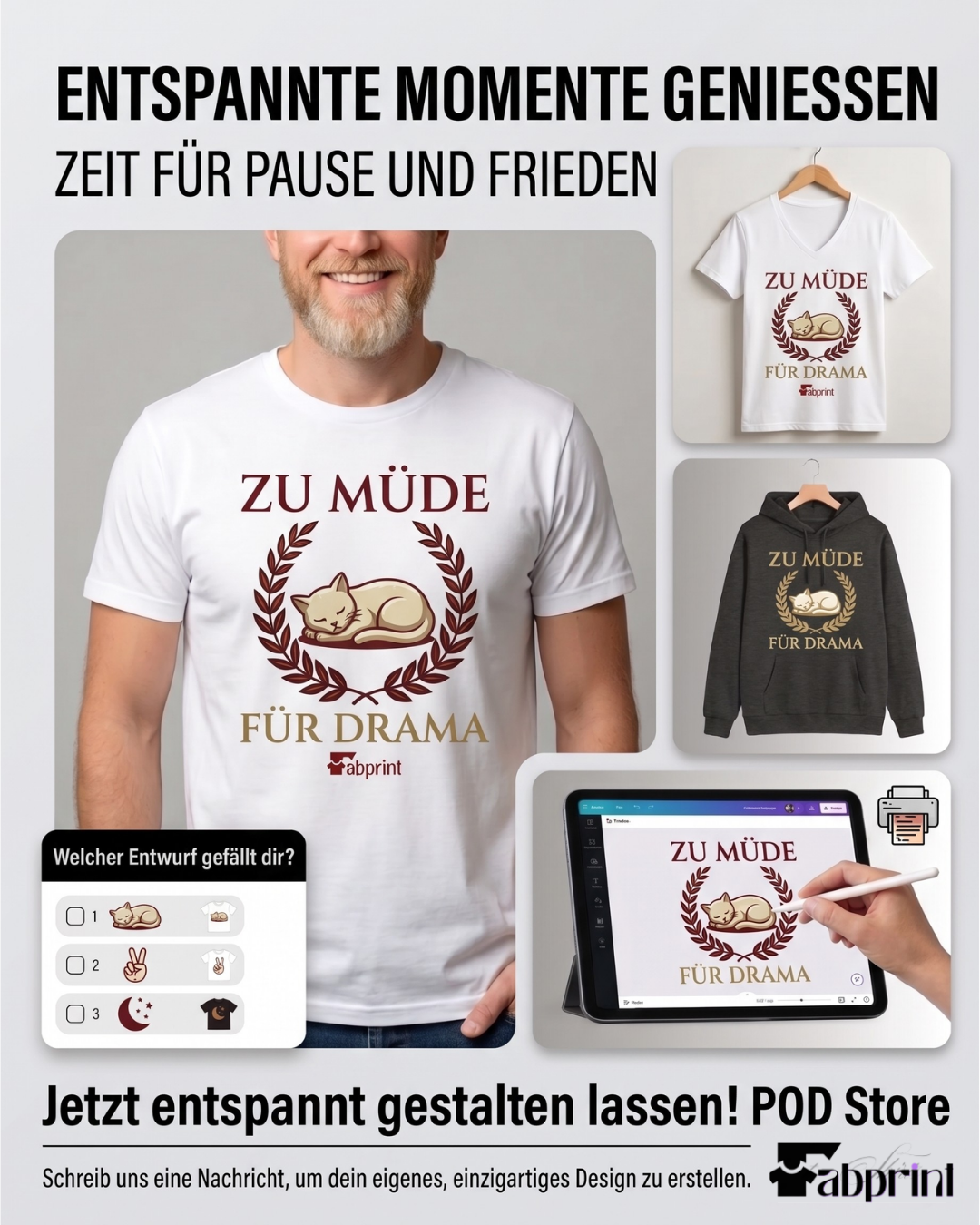 Fabprint Facebook ad: Zu müde für Drama?