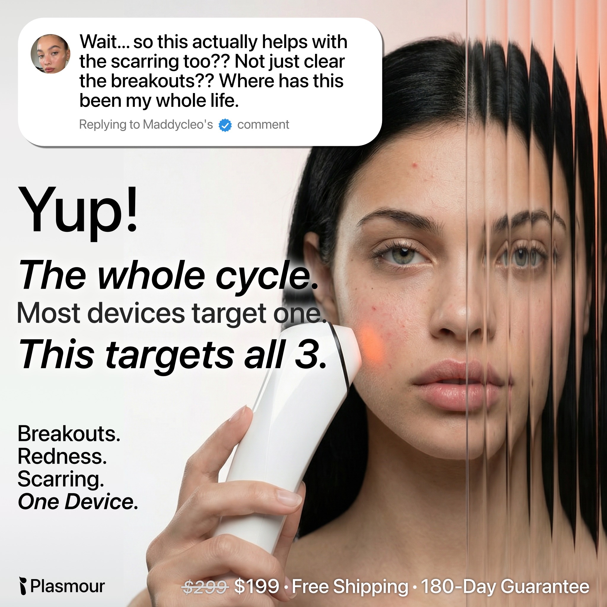 Plasmour Facebook ad: 50% off today only!