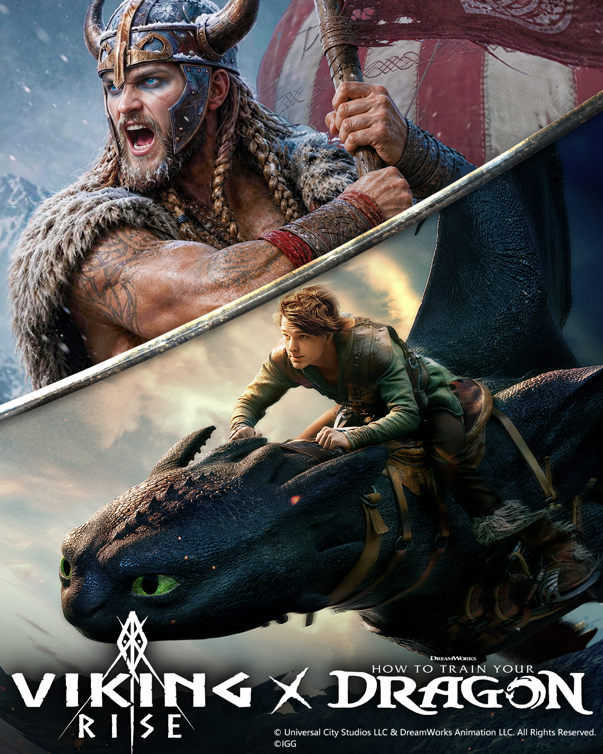 Viking Rise Facebook ad: Dragons and Companions Awaits