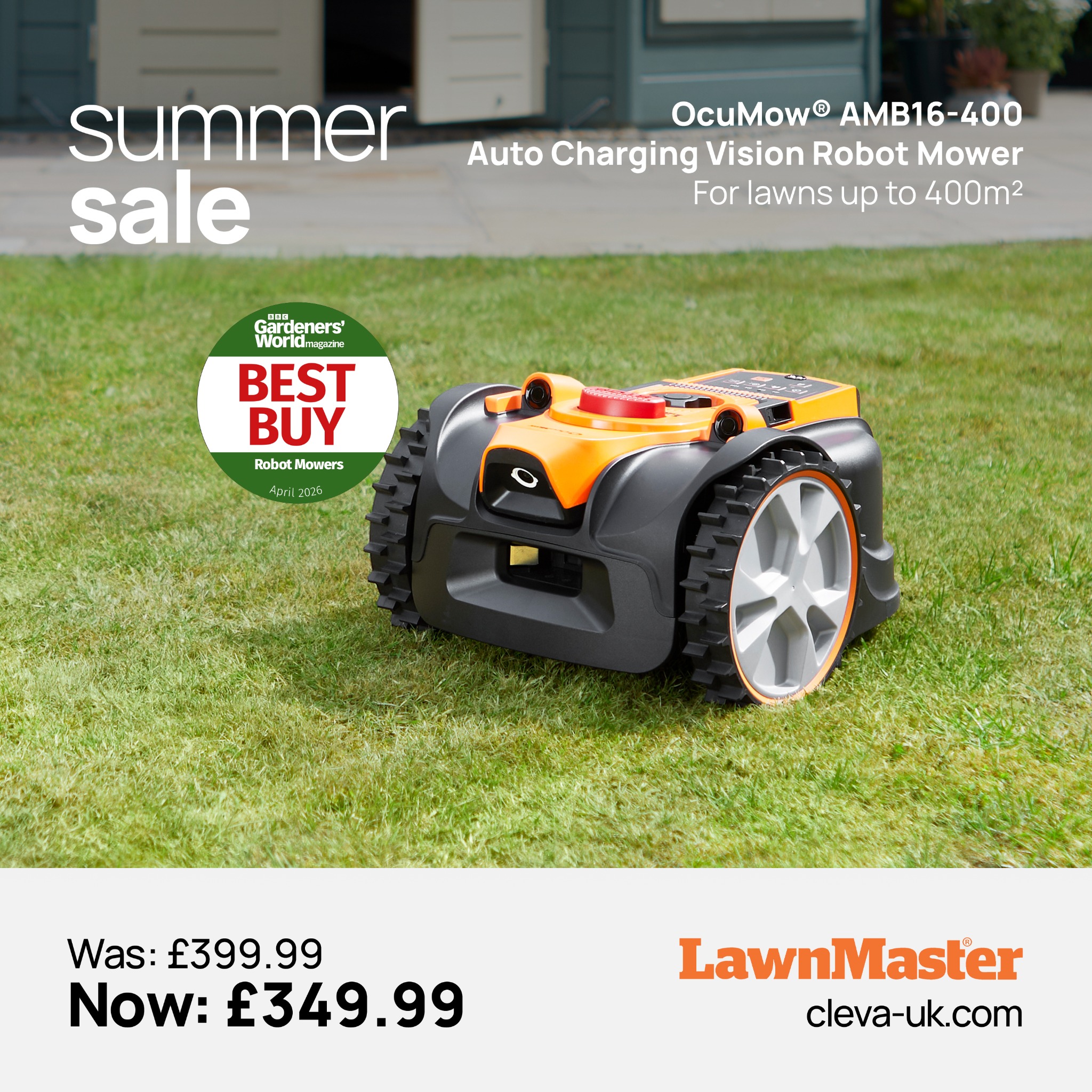 Cleva UK Facebook ad: **ON SALE** Get a freshly manicured lawn all…