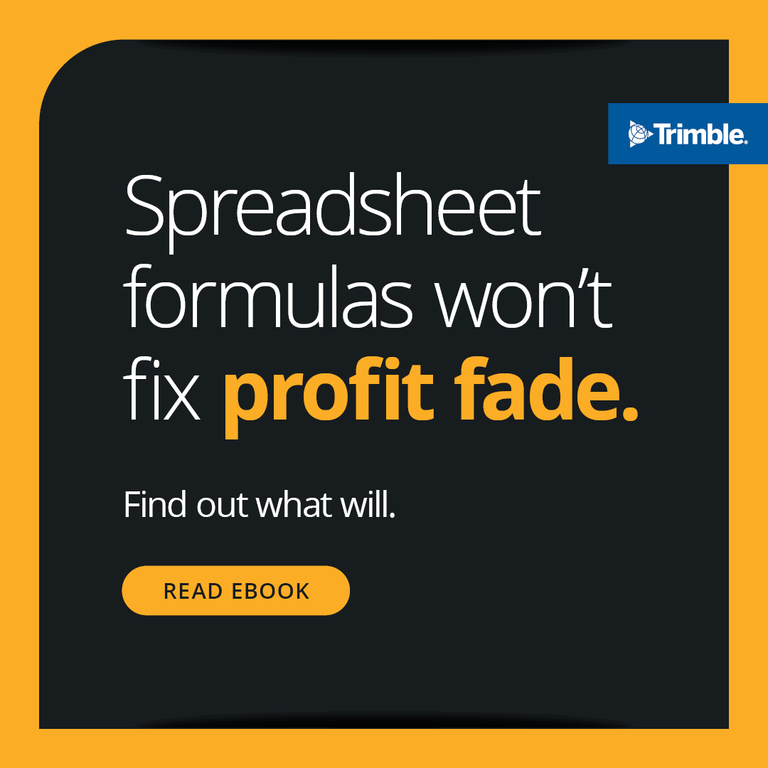 Trimble Construction Facebook ad: Put an end to profit fade.