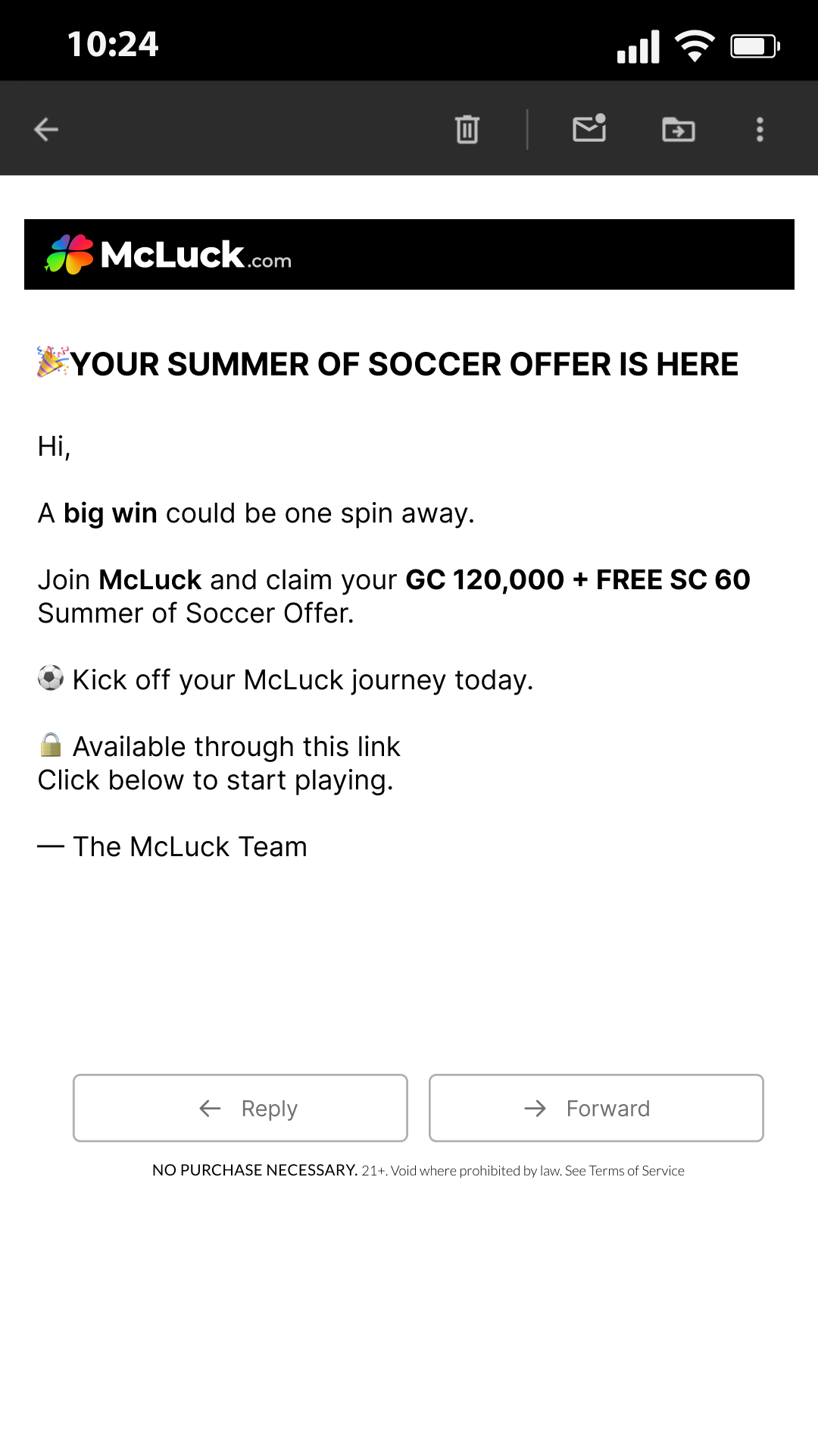 McLuck.com Facebook ad