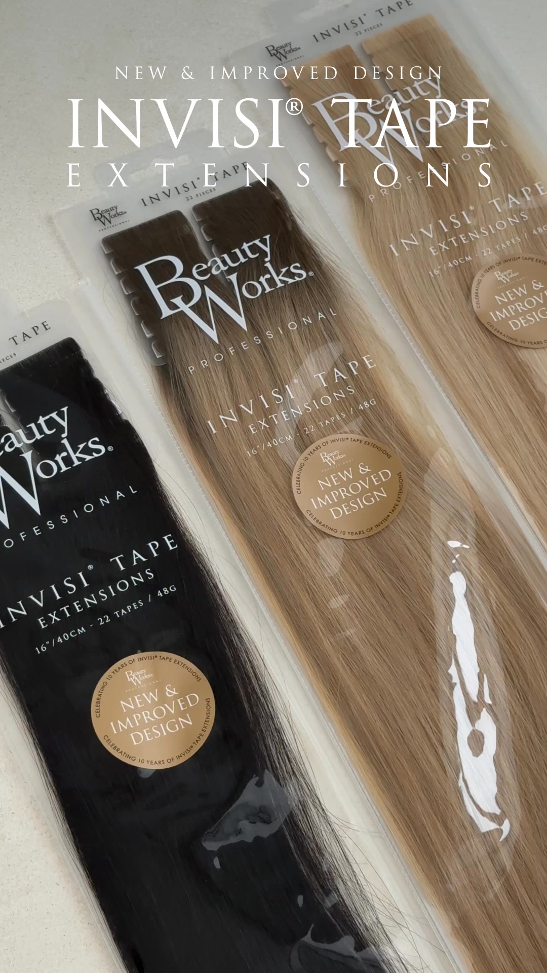 Beauty Works Luxury Hair Extensions Facebook ad: Meet the New Invisi Tape Extensions