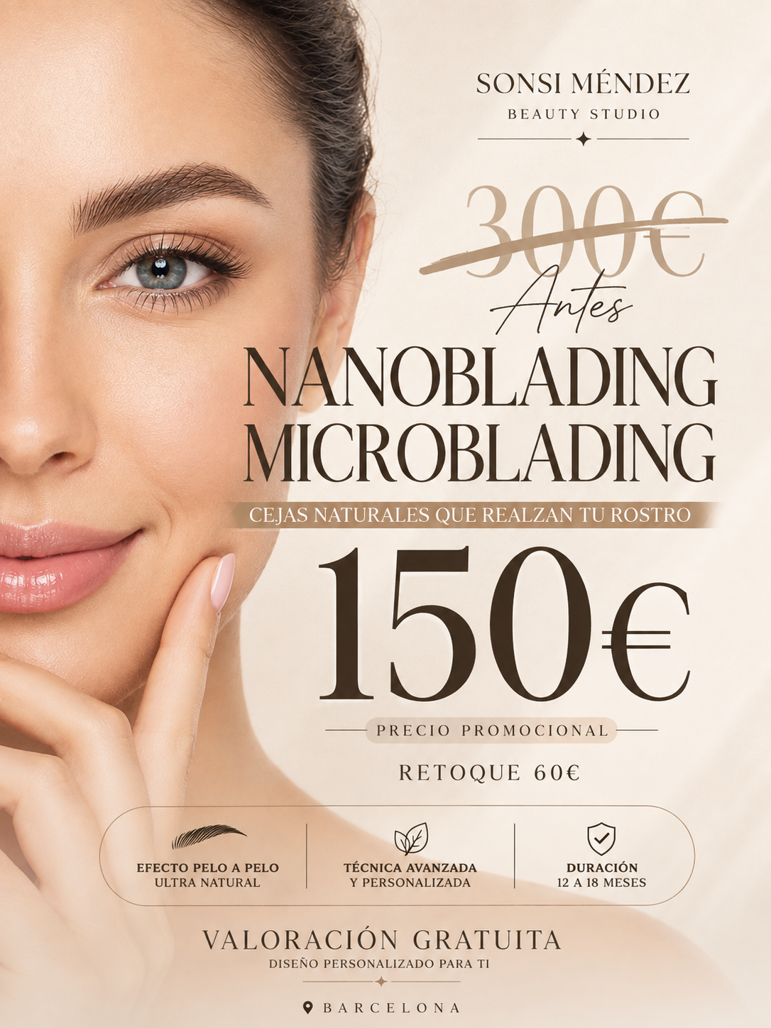 Sonsi Mendez BeautyFace Facebook ad: Si estas pensando en hacerte las cejas, y…