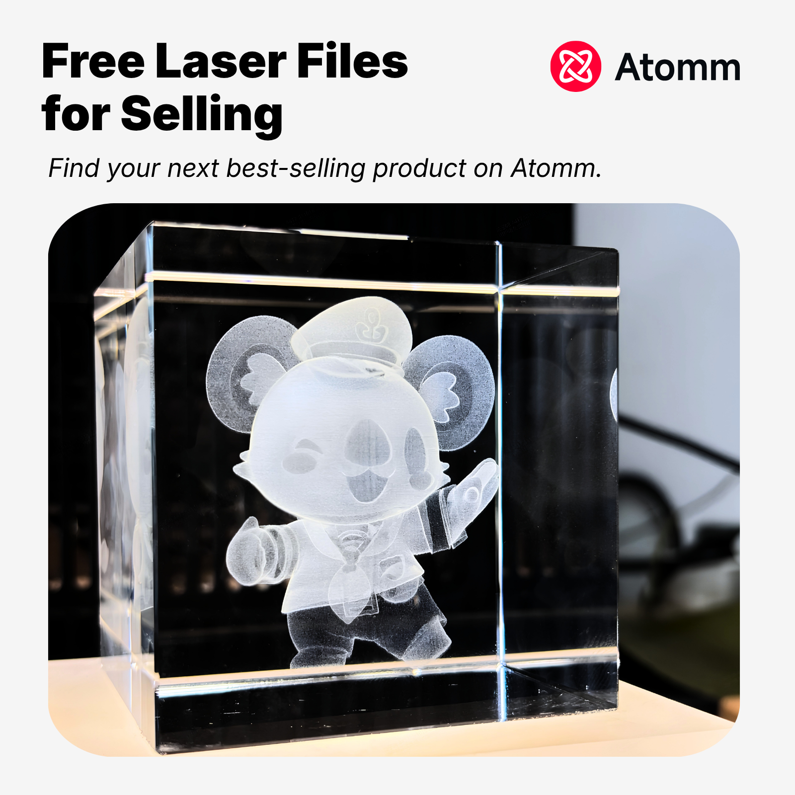 Atomm Facebook ad: Laser-engraved crystal gifts are selling on Etsy.