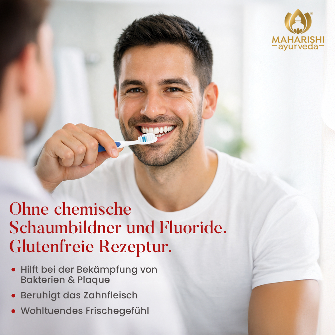 Maharishi Ayurveda Europe B.V. Facebook ad: Reine, ayurvedische Mundpflege mit wirksamen Kräutern.
