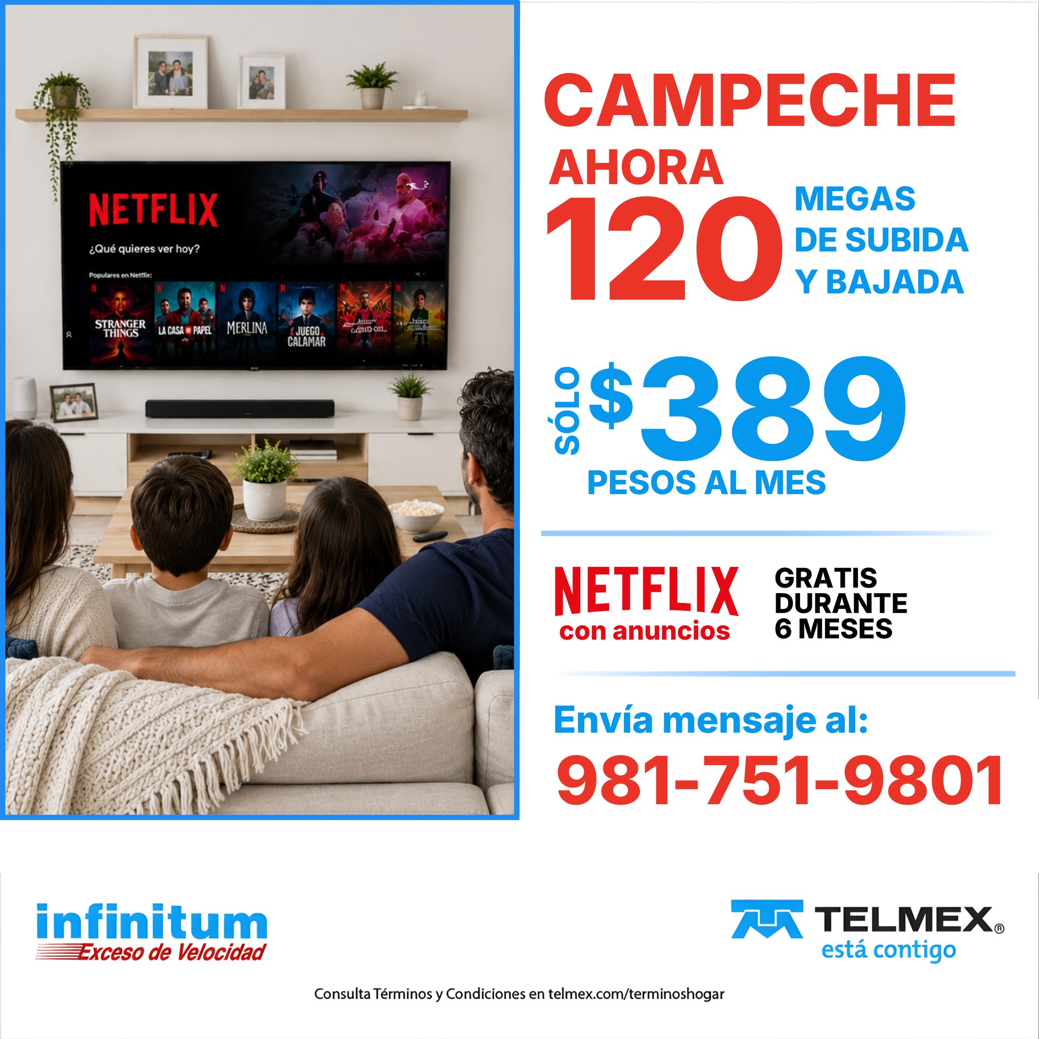 Asesora Infinitum Campeche Facebook ad: ¡Campeche ya tiene más velocidad de internet!