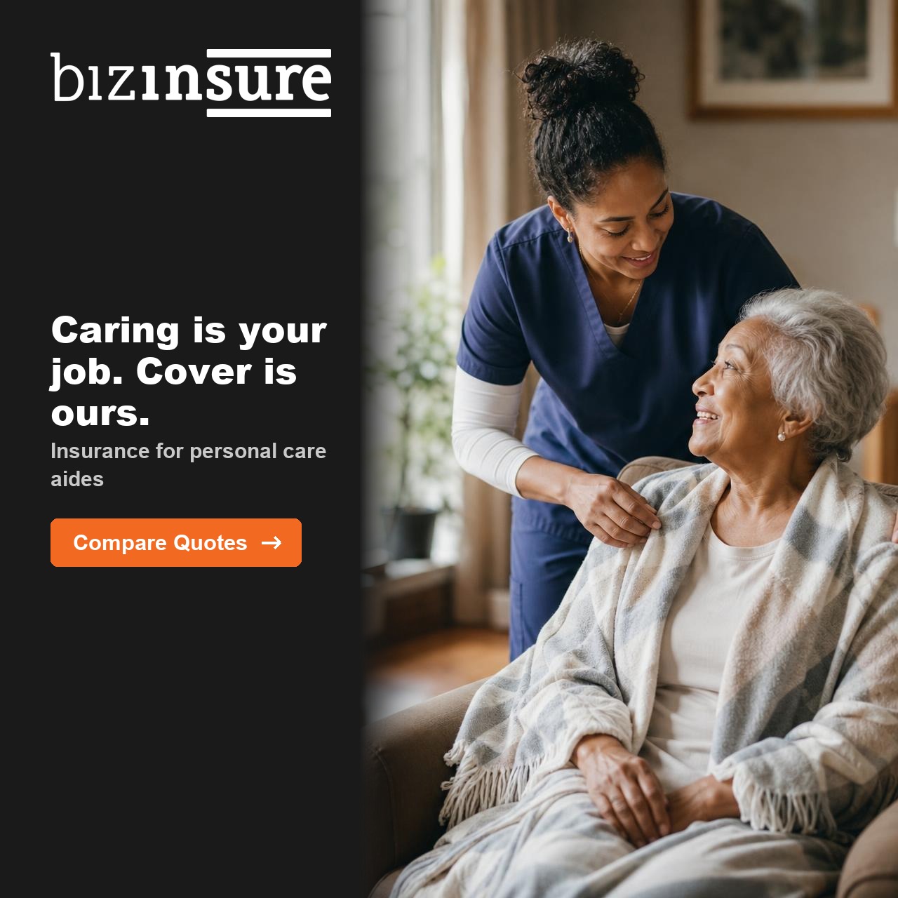 BizInsure Facebook ad: Insurance for personal care aides