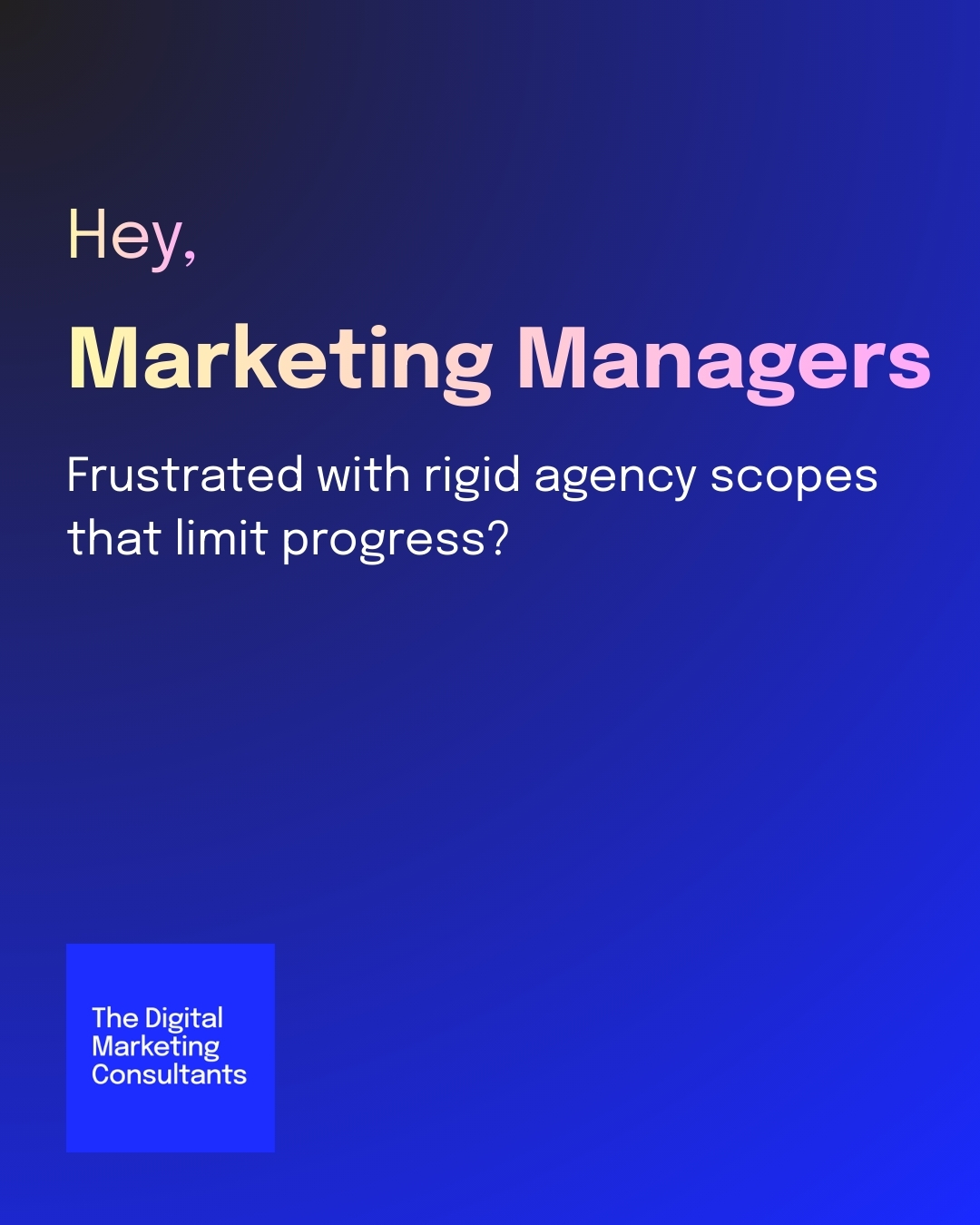 The Digital Marketing Consultants Facebook ad: Built for small and medium businesses