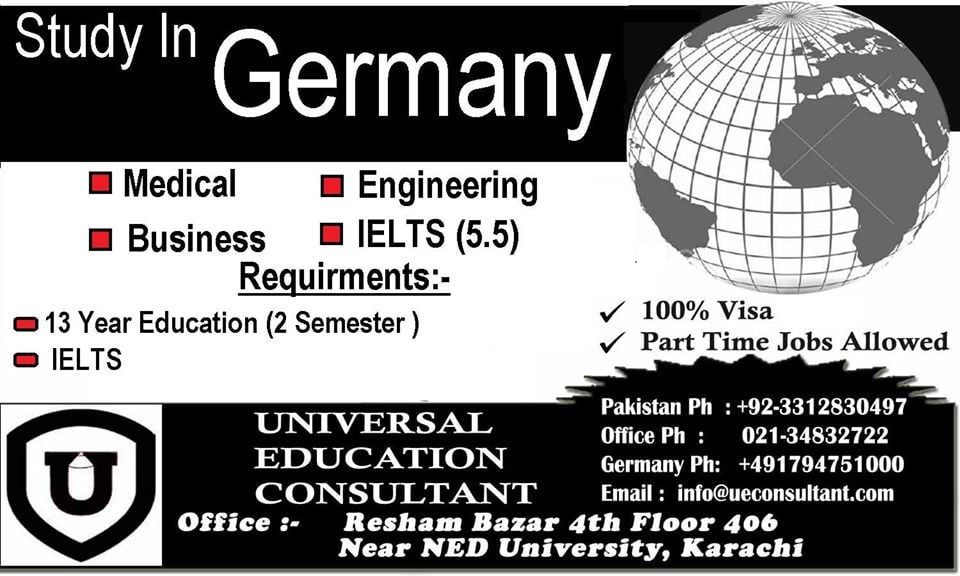 Universal Education Consultants Facebook ad: Study Free in Germany